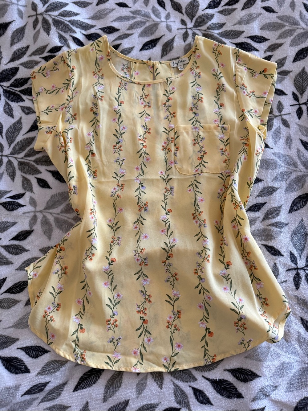 Yellow Floral Short-Sleeve Blouse